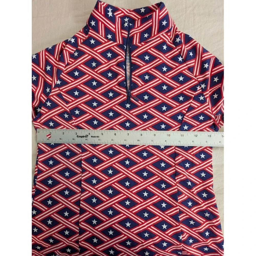 IBKUL Quarter Zip Top Youth Size 5/6 Red White Blue Stars Stripes NWOT - Picture 3 of 5